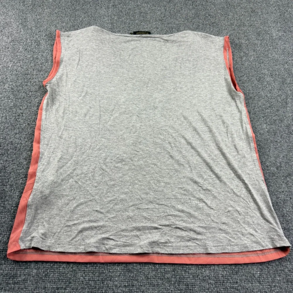 Brooksfield Donna Top GG Coral Gray V-Neck Mixed Media Sleeveless Women